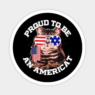 Cat US Flag Sunglasses Proud To Be An Americat TShirt Magnet